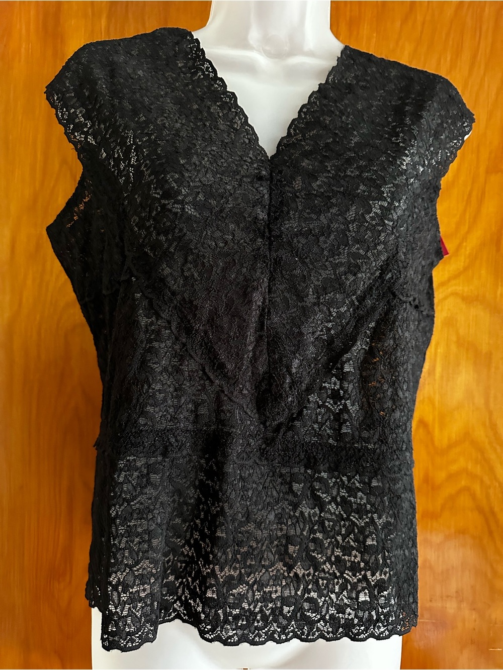 Vintage Y2K Nine & Co Black Lace Tank Top NWT Camisole L Stretch Whimsigoth